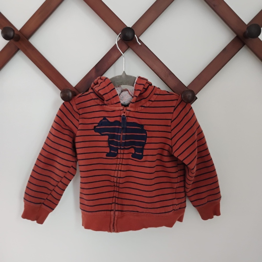 Carter's Orange Striped Hoodie with Bear Design